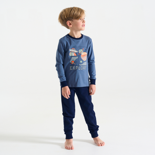 منامة من الجيرسي من قطعتين باللون الأزرق للأولاد منامة من الجيرسي من قطعتين باللون الأزرق للأولاد