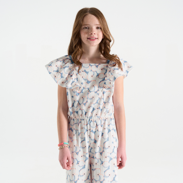 Combinaison-pantalon imprimée bleu ciel Fille Combinaison-pantalon imprimée bleu ciel Fille
