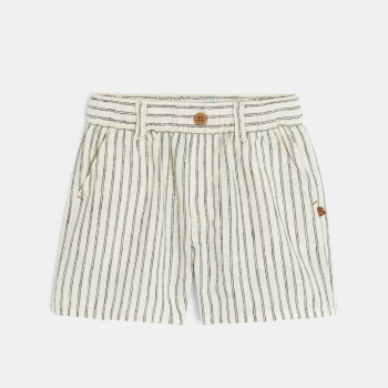 Short esprit lin rayé blanc bébé garçon