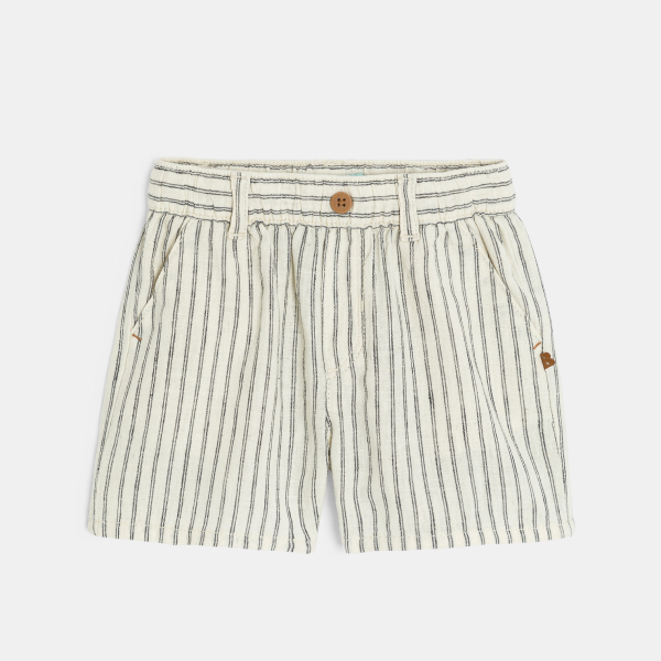 شورت كتان أبيض مقلم للطفل الرضيع شورت كتان أبيض مقلم للطفل الرضيع