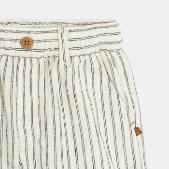 Short esprit lin rayé blanc bébé garçon