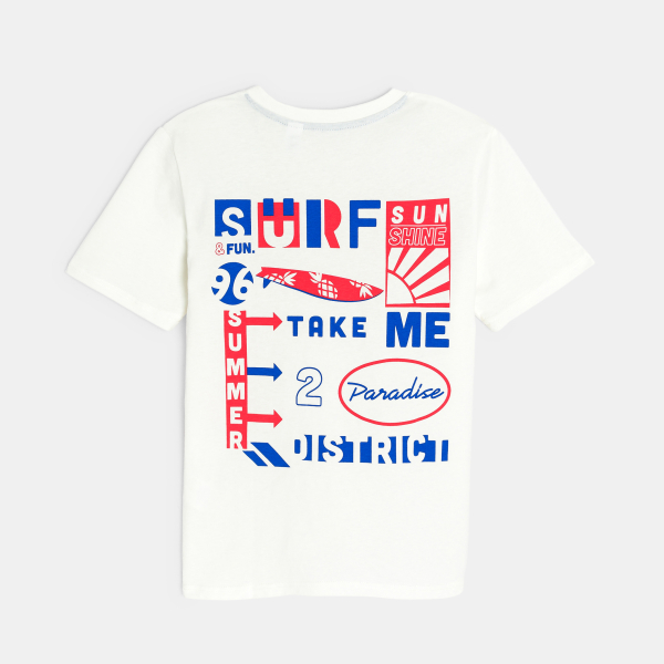 T-shirt manches courtes surf blanc Garçon T-shirt manches courtes surf blanc Garçon