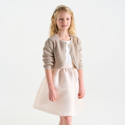 Boléro en maille fantaisie beige Fille