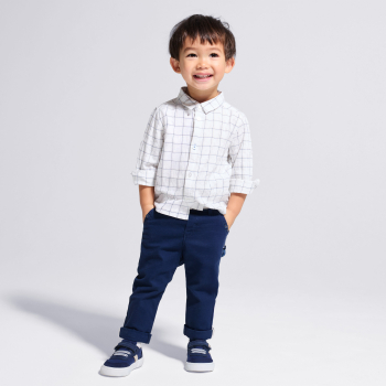 Pantalon chic coton fantaisie bleu bébé garçon