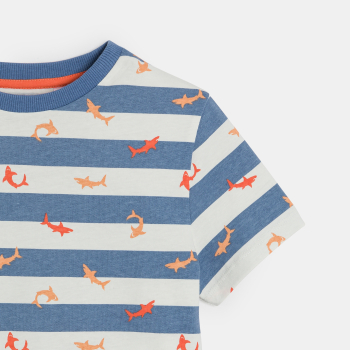 بيجاما صيفية من قطعتين برتقالية اللون من الجيرسيه للأولاد