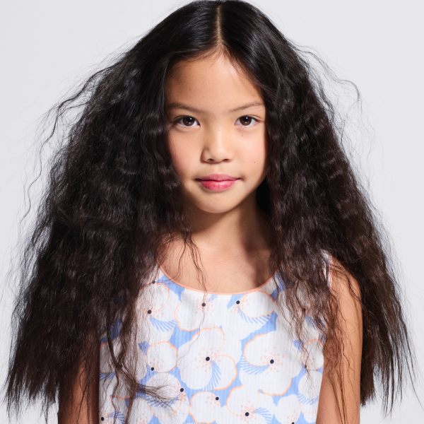 فستان أزرق أنيق مطبوع واسع للفتيات