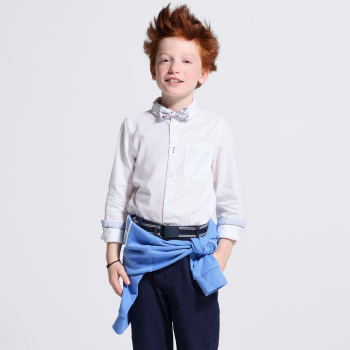 Chemise unie en lin blanche garçon
