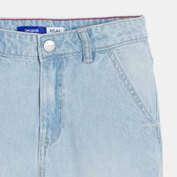 شورت برمودا كاجوال جينز باهت أزرق فاتح للأولاد