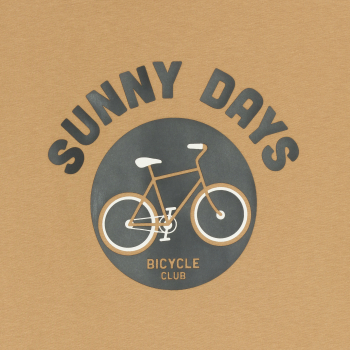 تيشيرت بني بأكمام قصيرة بنقش صورة دراجة للأولاد