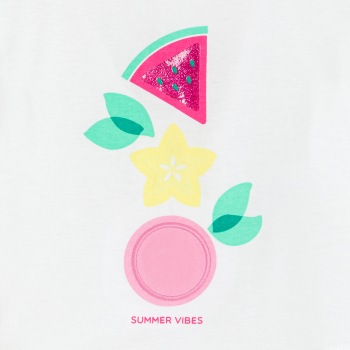 قميص داخلي أبيض مرسوم عليه فاكهة للطفلة الرضيعة