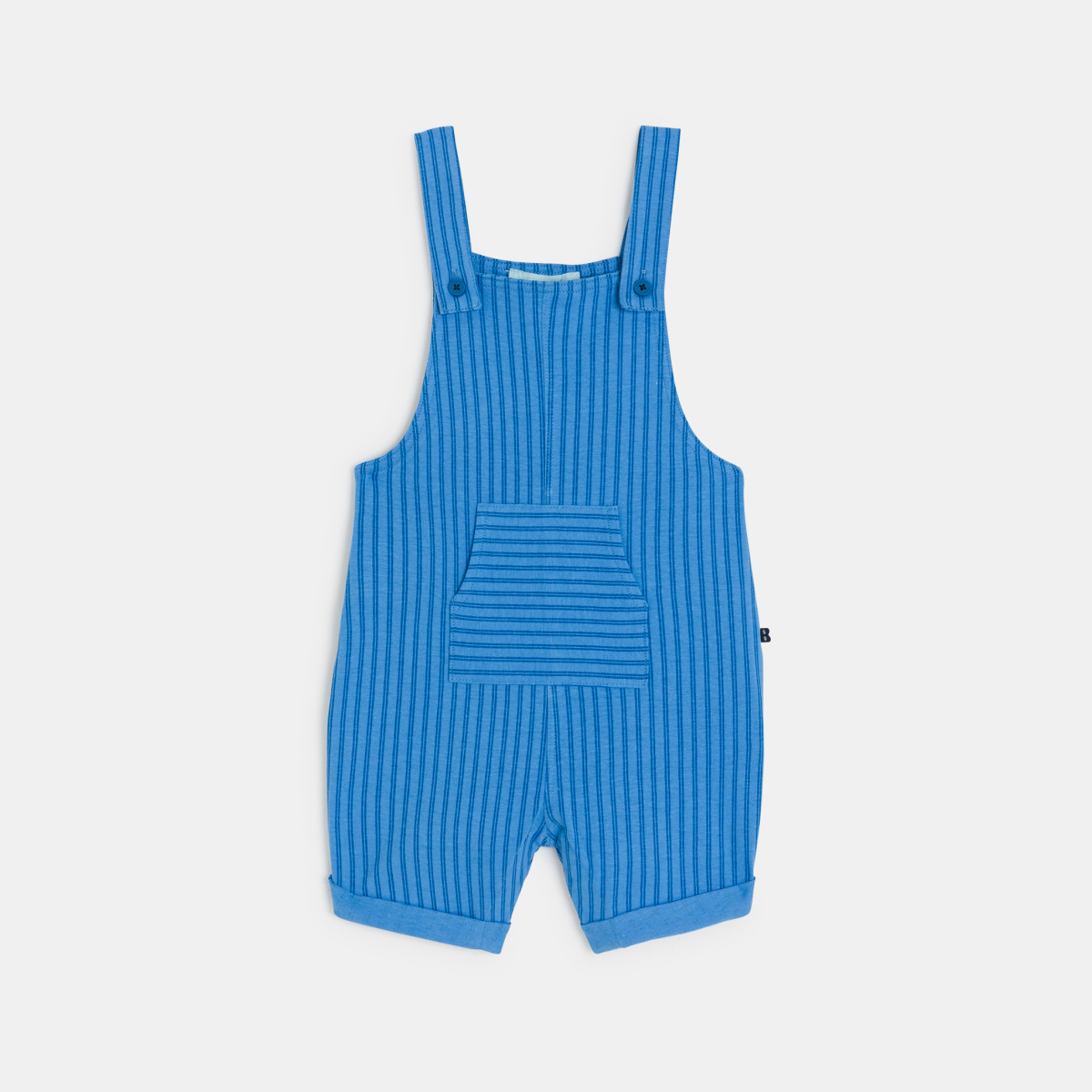 سالوبيت قصير من قماش قطني مقلم، أزرق اللون للولد الرضيع سالوبيت قصير من قماش قطني مقلم، أزرق اللون للولد الرضيع