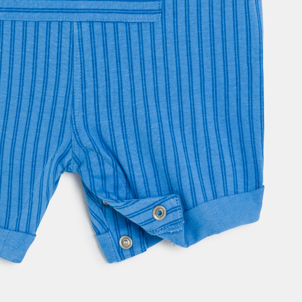 سالوبيت قصير من قماش قطني مقلم، أزرق اللون للولد الرضيع سالوبيت قصير من قماش قطني مقلم، أزرق اللون للولد الرضيع