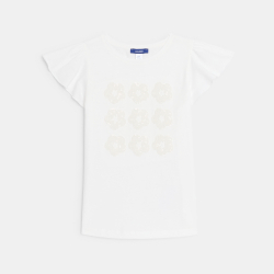 T-shirt manches courtes motif sequins blanc Fille