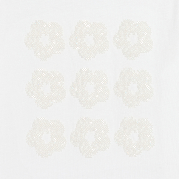 تيشيرت أبيض بأكمام قصيرة بنقش ترتر للفتيات تيشيرت أبيض بأكمام قصيرة بنقش ترتر للفتيات