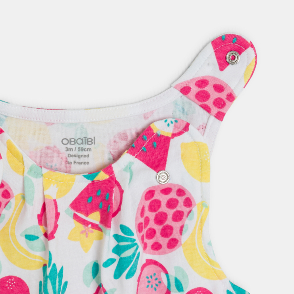 أفرول قصير متعدد الألوان للطفلة الرضيعة، عليه رسومات فاكهة أفرول قصير متعدد الألوان للطفلة الرضيعة، عليه رسومات فاكهة