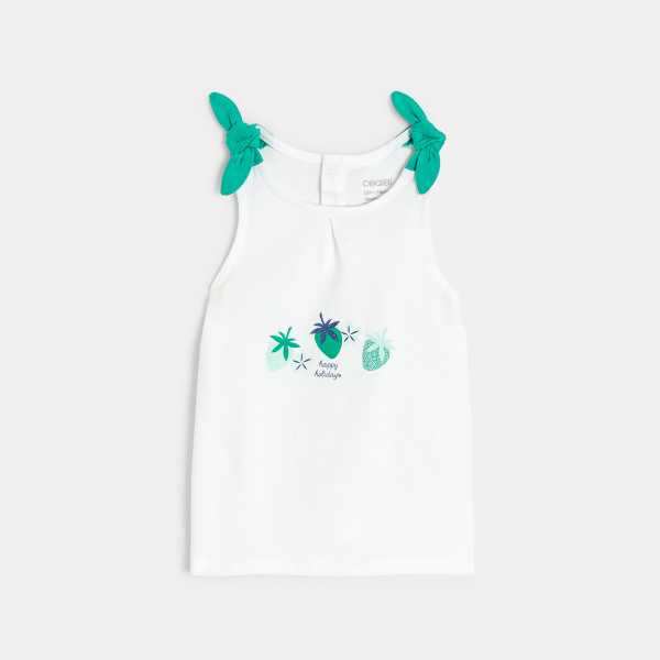 تانك توب مزين بفيونكات وطبعة فراشة باللون الوردي للفتيات الصغيرات تانك توب مزين بفيونكات وطبعة فراشة باللون الوردي للفتيات الصغيرات