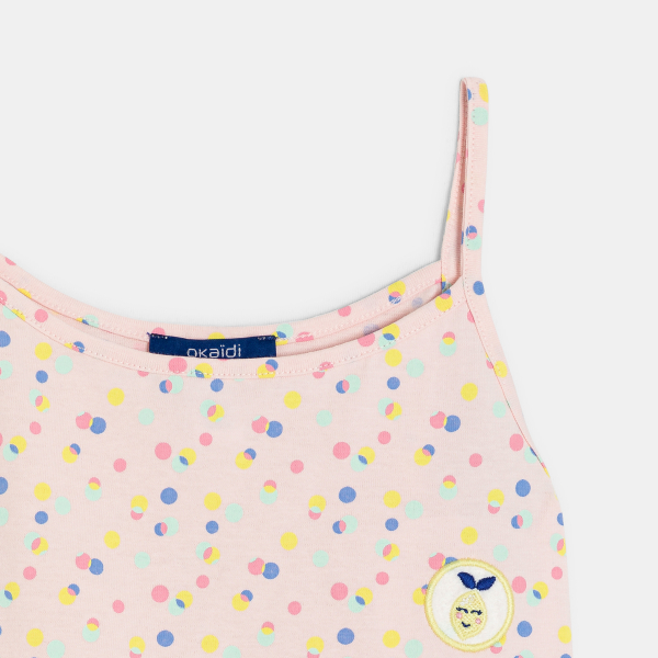 Débardeur en jersey imprimé et volanté rose Fille Débardeur en jersey imprimé et volanté rose Fille