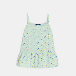 Débardeur en jersey imprimé et volanté vert Fille