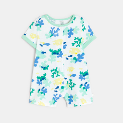 أفرول قصير قطني أزرق ناعم مطبوع للطفل الرضيع