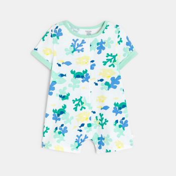 أفرول قصير قطني أزرق ناعم مطبوع للطفل الرضيع