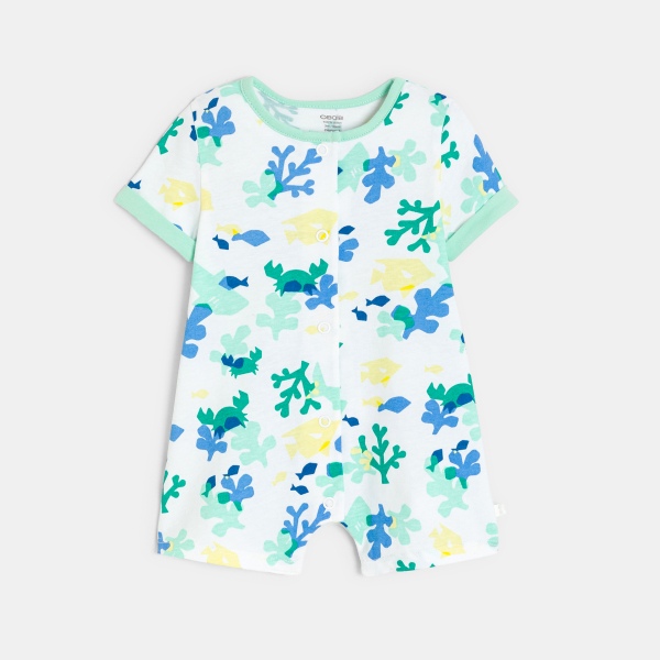 أفرول قصير قطني أزرق ناعم مطبوع للطفل الرضيع أفرول قصير قطني أزرق ناعم مطبوع للطفل الرضيع