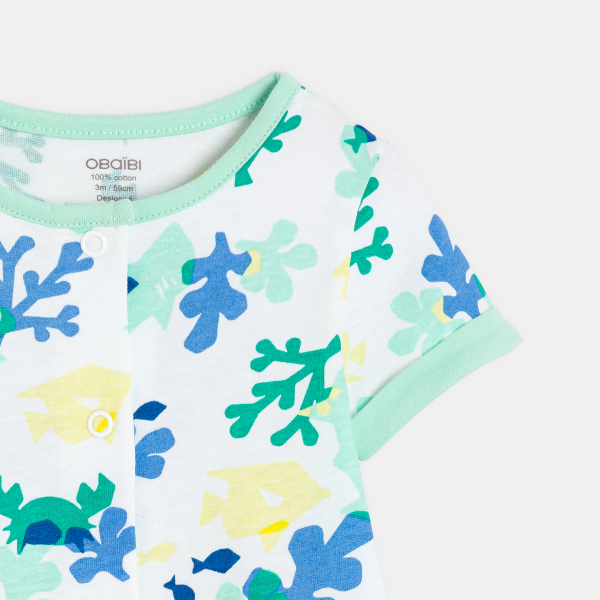 أفرول قصير قطني أزرق ناعم مطبوع للطفل الرضيع أفرول قصير قطني أزرق ناعم مطبوع للطفل الرضيع