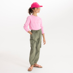 T-shirt manches longues message sequins rose Fille