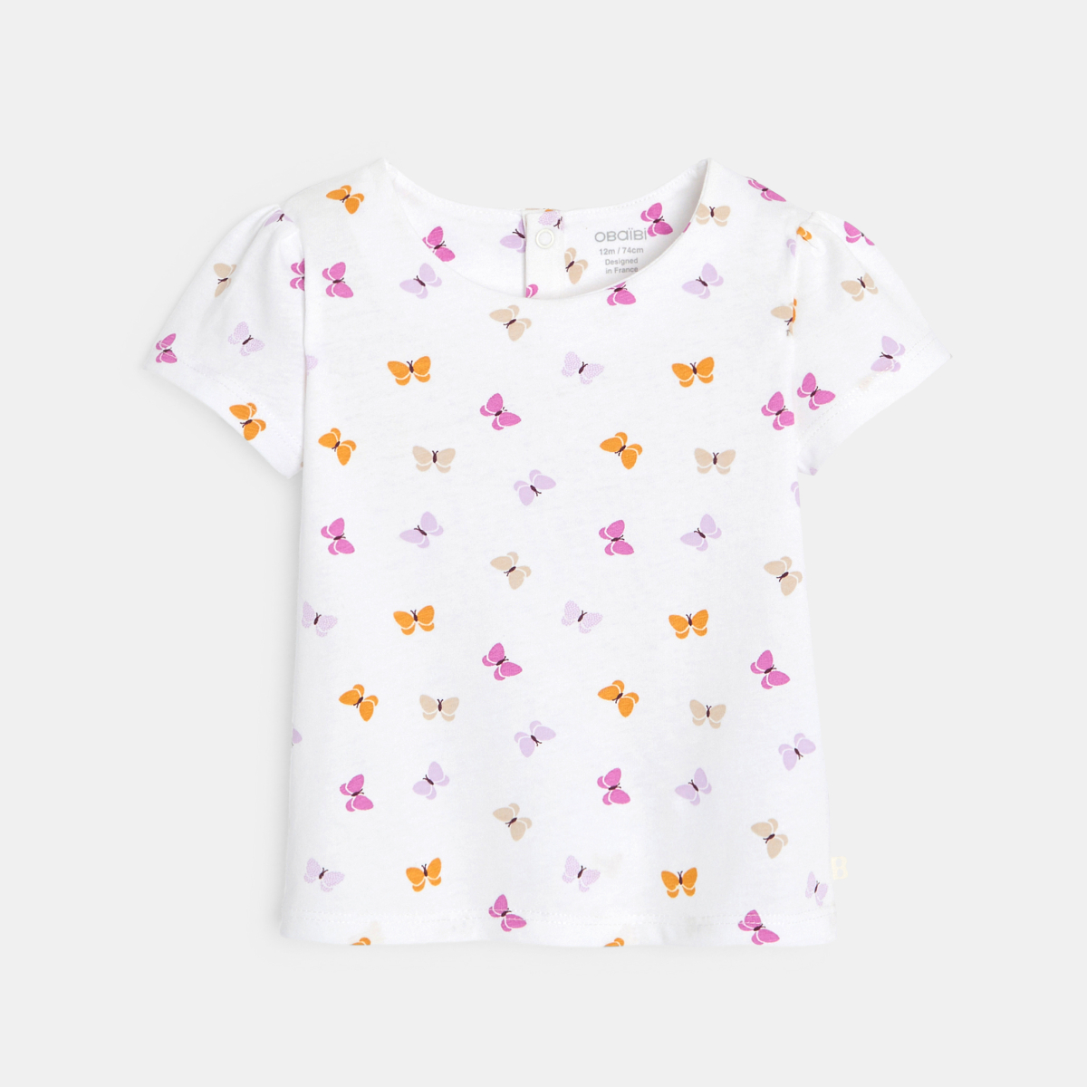 T-shirt papillons blanc bébé fille T-shirt papillons blanc bébé fille