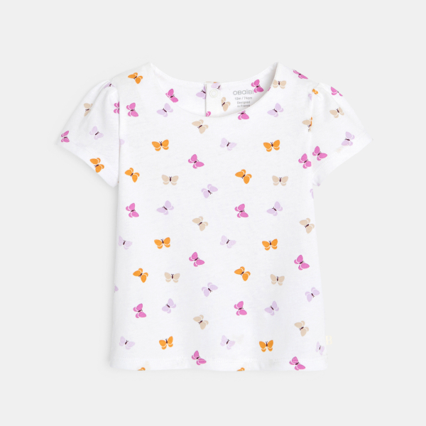 T-shirt papillons blanc bébé fille T-shirt papillons blanc bébé fille