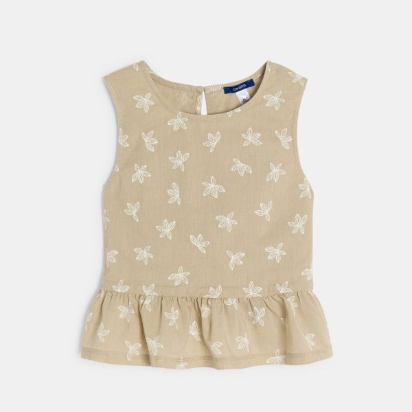 قميص داخلي مطبوع به كشكشكة للفتيات، اللون بيج قميص داخلي مطبوع به كشكشكة للفتيات، اللون بيج