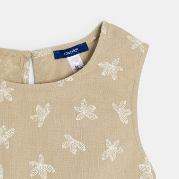 قميص داخلي مطبوع به كشكشكة للفتيات، اللون بيج