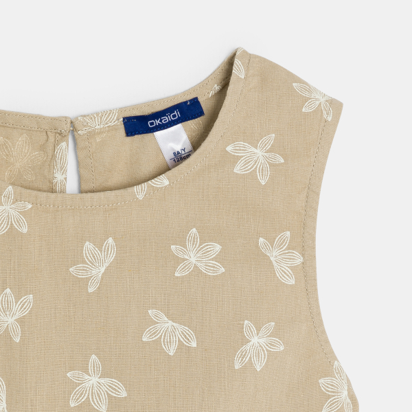 قميص داخلي مطبوع به كشكشكة للفتيات، اللون بيج قميص داخلي مطبوع به كشكشكة للفتيات، اللون بيج