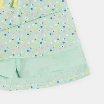 تنورة قصيرة خضراء اللون من قماش الجيرسيه المطبوع للفتيات