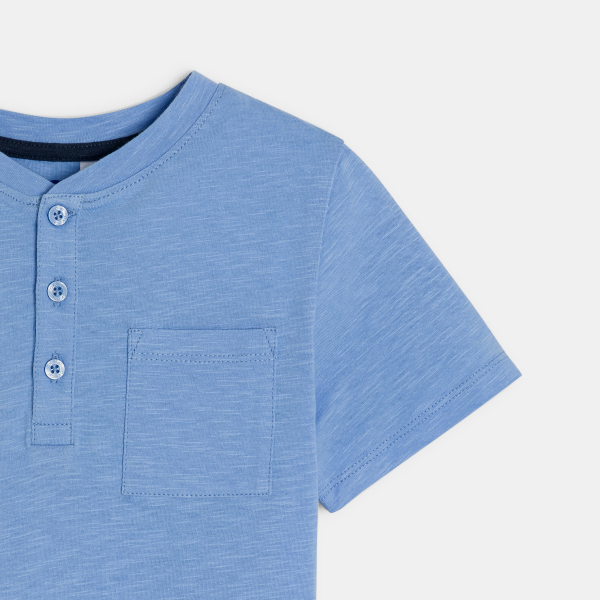 تيشيرت بدون ياقة سادة باللون الأزرق للأولاد تيشيرت بدون ياقة سادة باللون الأزرق للأولاد