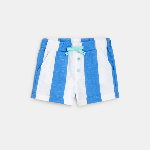 تيشيرت وشورت مقلم بخطوط عريضة أزرق للطفل الرضيع تيشيرت وشورت مقلم بخطوط عريضة أزرق للطفل الرضيع