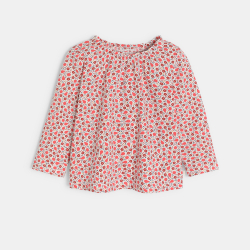 Blouse fleurs et fruits rouge bébé fille