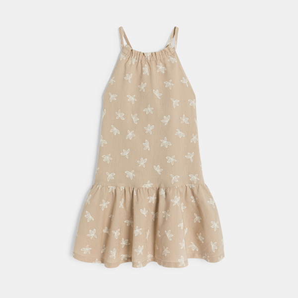 فستان بحمالات من الكتان للفتيات، اللون بيج فستان بحمالات من الكتان للفتيات، اللون بيج