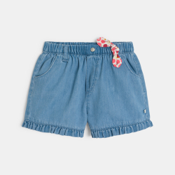 Short tencel bas volanté bleu bébé fille
