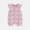 Combi courte jersey fleuri rose bébé fille Combi courte jersey fleuri rose bébé fille