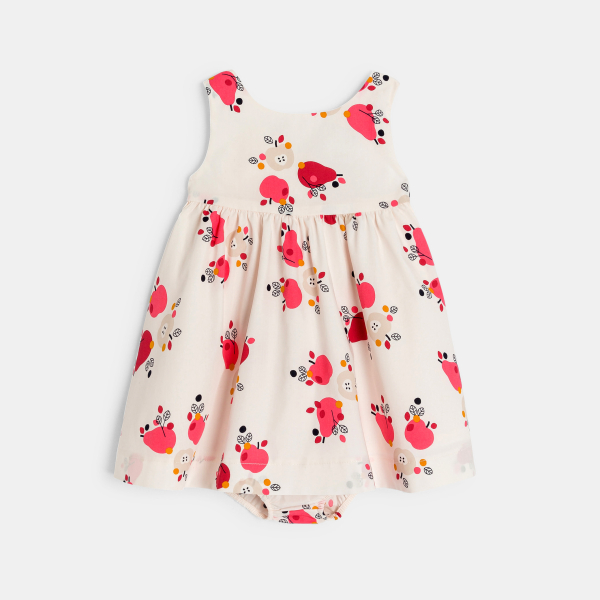 Robe à bretelles gaufrée et bloomer rose bébé fille Robe à bretelles gaufrée et bloomer rose bébé fille