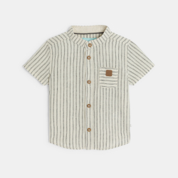 Chemise lin et coton rayé...