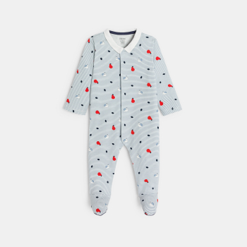 بيجاما زرقاء اللون، مقلمة للطفل الرضيع