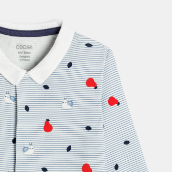 بيجاما زرقاء اللون، مقلمة للطفل الرضيع