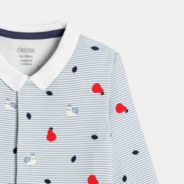 بيجاما زرقاء اللون، مقلمة للطفل الرضيع بيجاما زرقاء اللون، مقلمة للطفل الرضيع