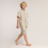Chemise manches courtes en lin rayé beige Garçon Chemise manches courtes en lin rayé beige Garçon