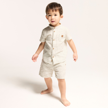 Short esprit lin rayé blanc bébé garçon
