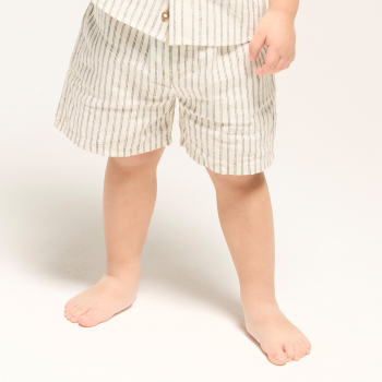 Short esprit lin rayé blanc bébé garçon