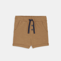 Short jersey de coton rayé marron bébé garçon