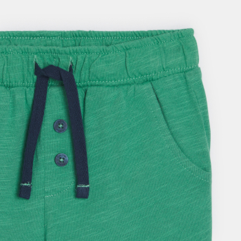 شورت جيرسيه قطني مقلم أخضر اللون للصبي الرضيع