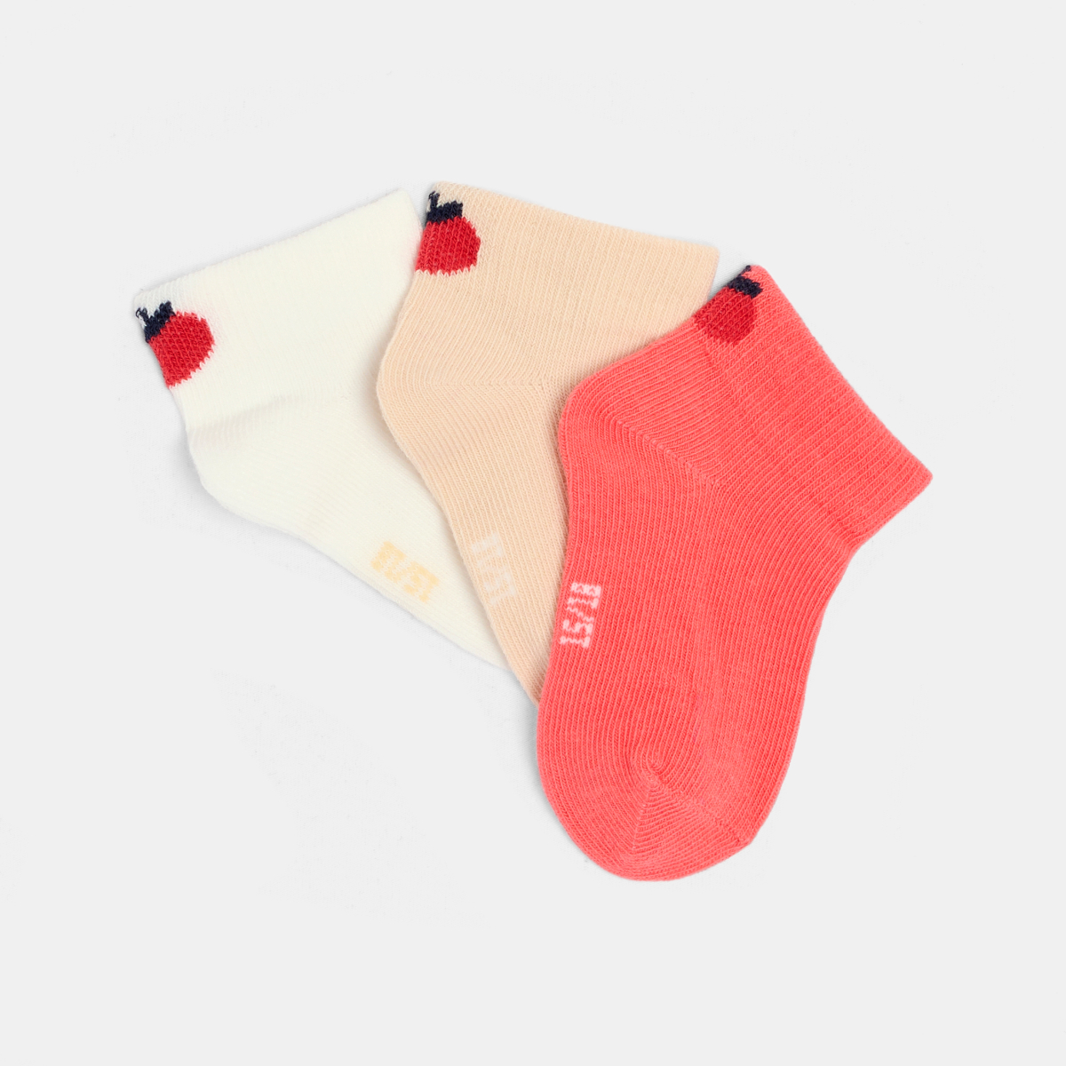 Socquettes fruit rose bébé fille (lot de 3) Socquettes fruit rose bébé fille (lot de 3)